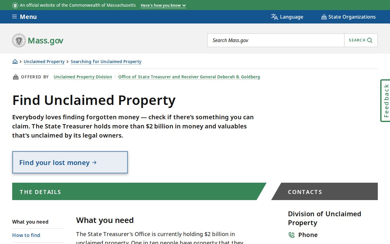 Salem resident lookup using Massachusetts FindMassMoney instructions