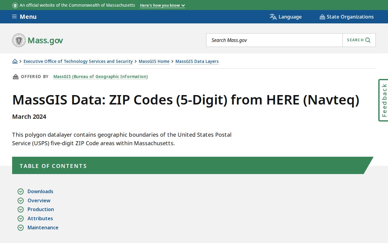 Salem ZIP code MassGIS polygon resource