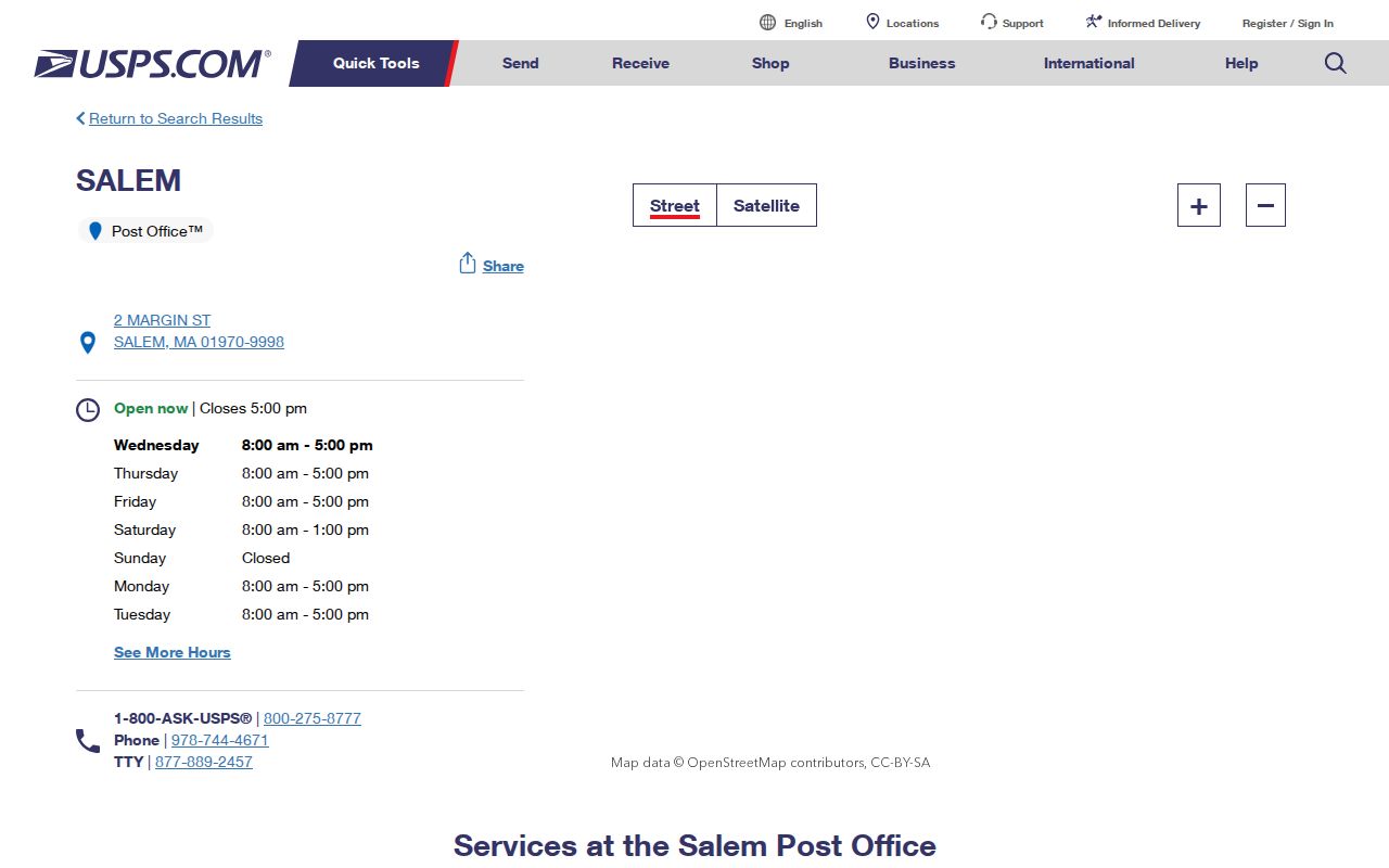 Salem ZIP code Salem Post Office location source